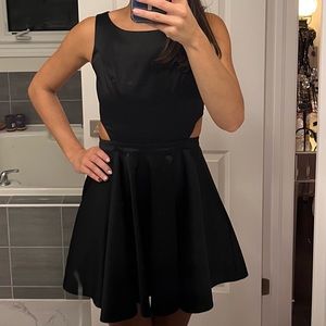 Black Satin Marciano Cut Out Dress